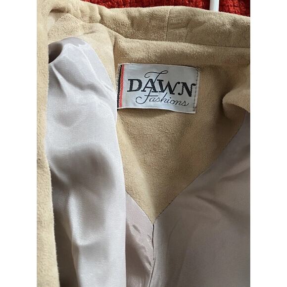 Vintage Suede leather Blazer Jacket Tan Women M L 80s Southwest Western boho - Picture 9 of 14